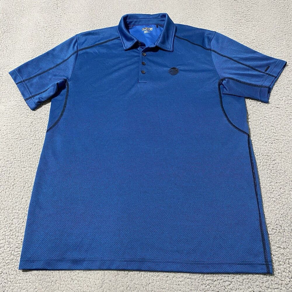 ATT Polo Shirt Ogio Mens Large Blue Logo Active Breathable Employee Office Golf